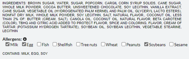 Get dietary information in product description