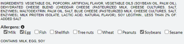 Get dietary information in product description