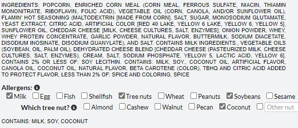 Get dietary information in product description