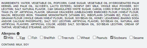 Get dietary information in product description