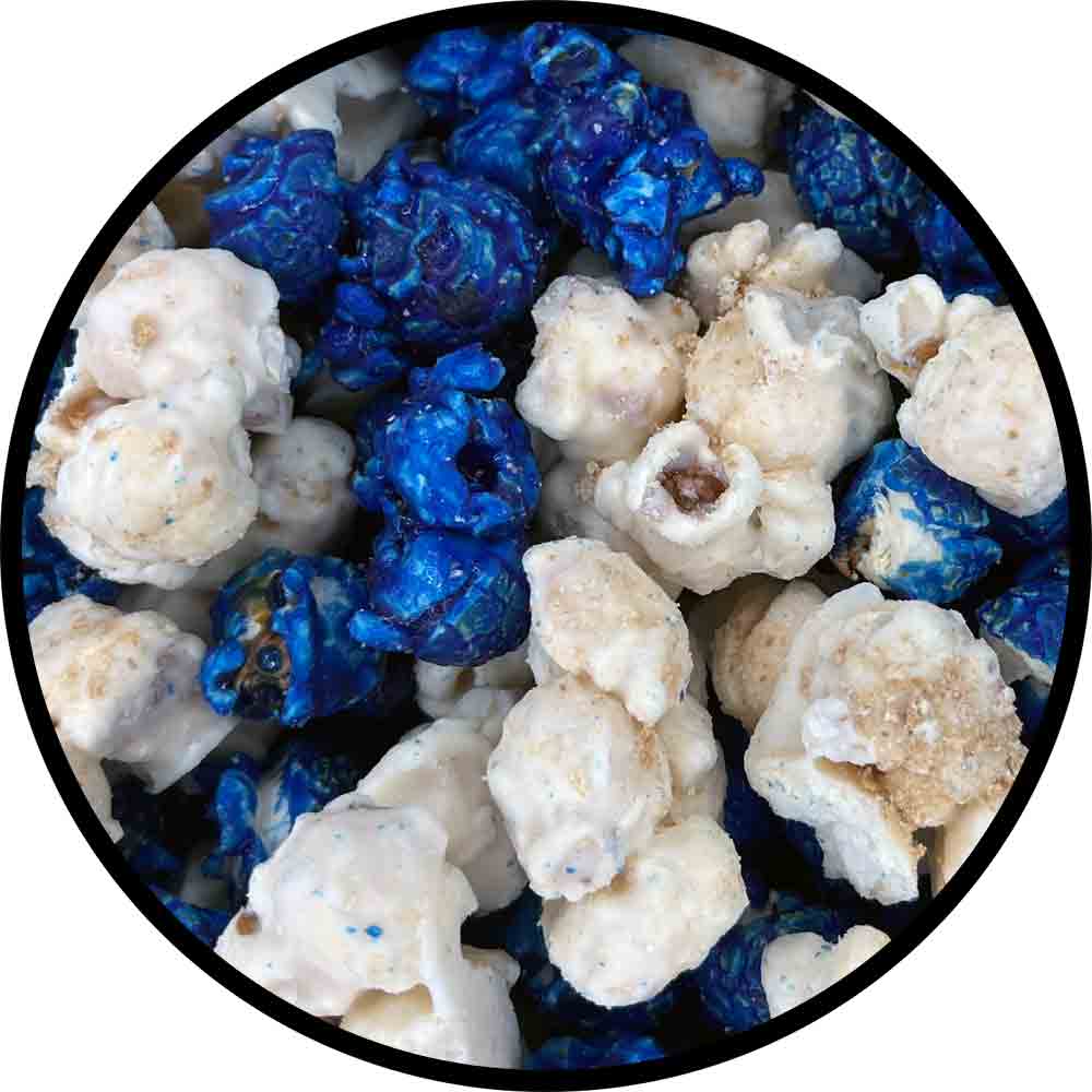 blend of white and blue popcorn