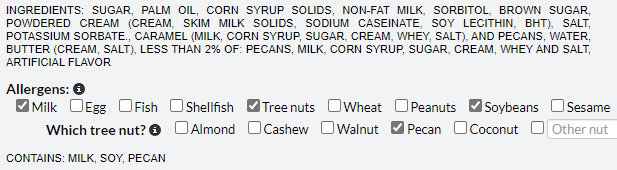 Get dietary information in product description