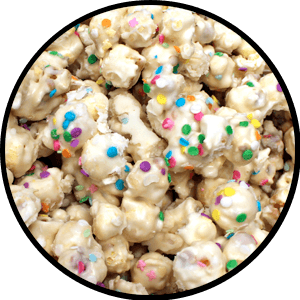 blend of white popcorn and colorful confetti sprinkles