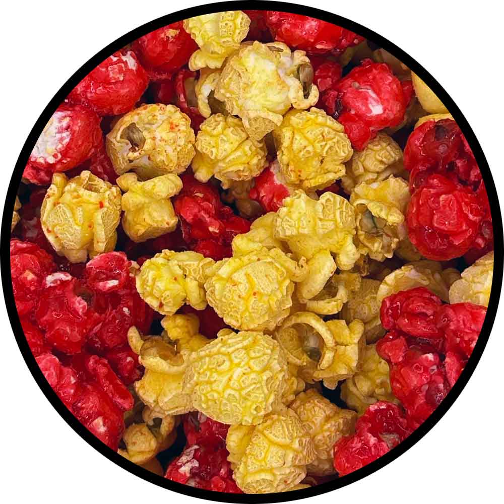 blend of Chiefs red and gold colored popcorn