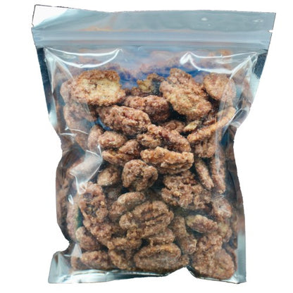 resealable bag of glazed pecans