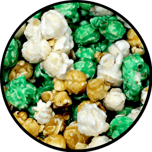 blend of green, gold, and white popcorn