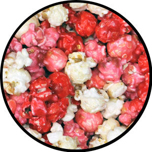 blend of white, pink, and red popcorn